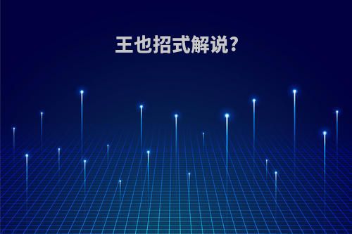 王也招式解说?