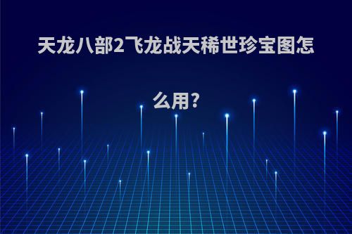 天龙八部2飞龙战天稀世珍宝图怎么用?