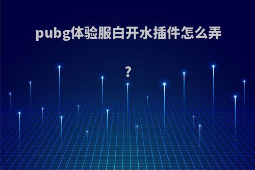 pubg体验服白开水插件怎么弄?