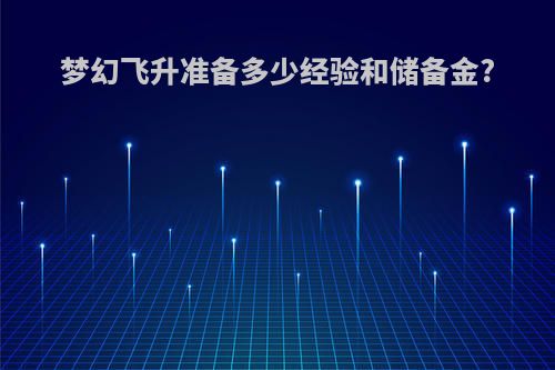 梦幻飞升准备多少经验和储备金?