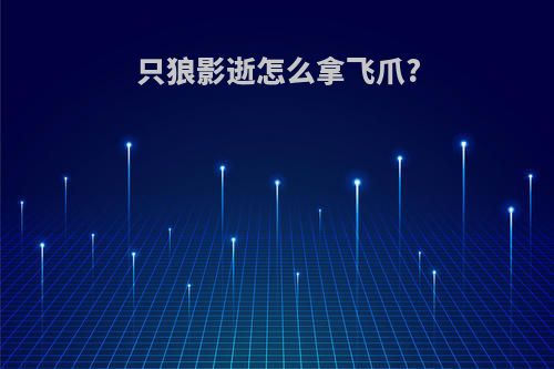 只狼影逝怎么拿飞爪?