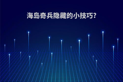 海岛奇兵隐藏的小技巧?
