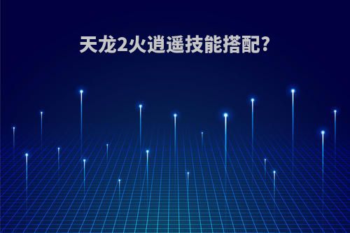 天龙2火逍遥技能搭配?