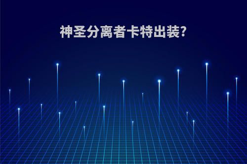 神圣分离者卡特出装?