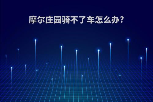 摩尔庄园骑不了车怎么办?