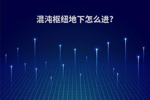 混沌枢纽地下怎么进?