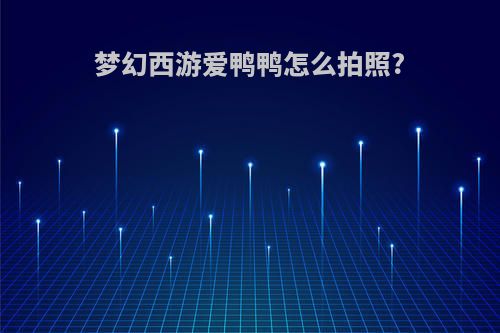 梦幻西游爱鸭鸭怎么拍照?