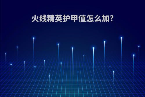 火线精英护甲值怎么加?