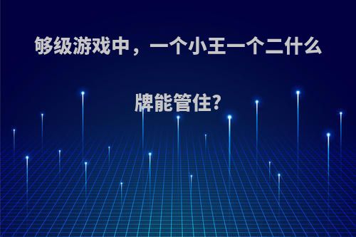 够级游戏中，一个小王一个二什么牌能管住?