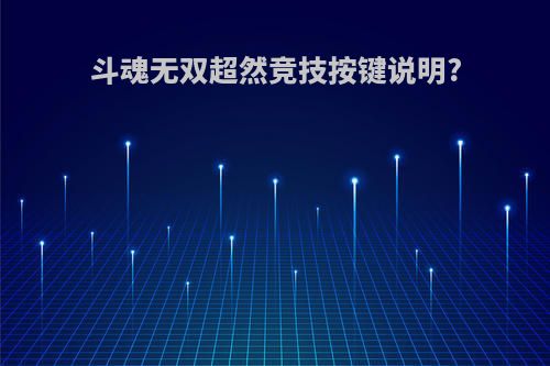 斗魂无双超然竞技按键说明?