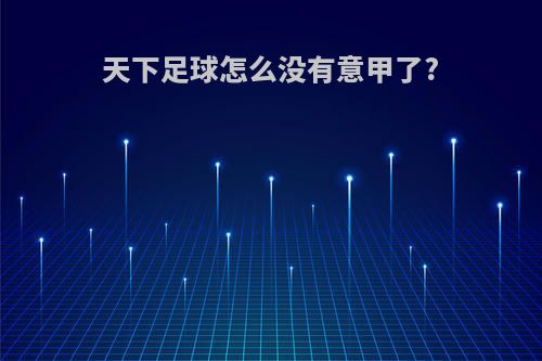 天下足球怎么没有意甲了?