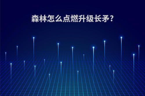 森林怎么点燃升级长矛?