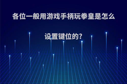 各位一般用游戏手柄玩拳皇是怎么设置键位的?