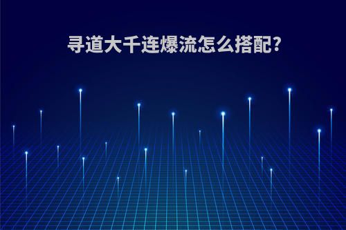 寻道大千连爆流怎么搭配?