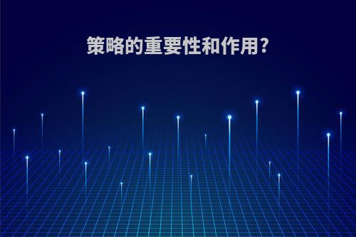 策略的重要性和作用?