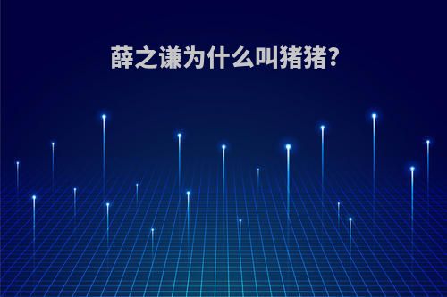 薛之谦为什么叫猪猪?