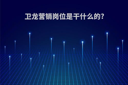 卫龙营销岗位是干什么的?
