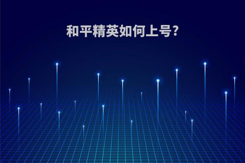 和平精英如何上号?
