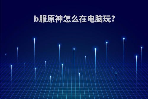b服原神怎么在电脑玩?