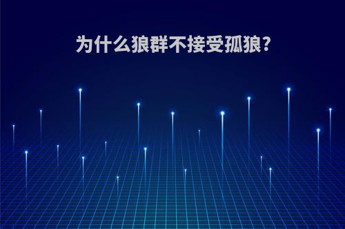 为什么狼群不接受孤狼?