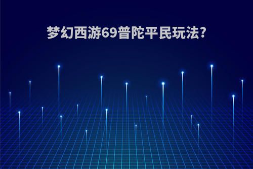 梦幻西游69普陀平民玩法?