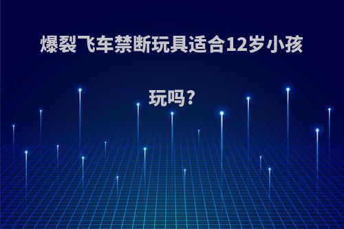 爆裂飞车禁断玩具适合12岁小孩玩吗?