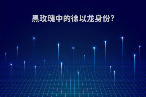 黑玫瑰中的徐以龙身份?