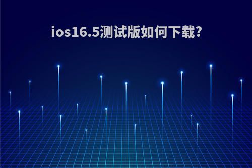 ios16.5测试版如何下载?