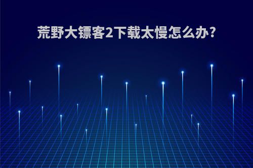 荒野大镖客2下载太慢怎么办?