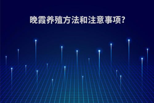 晚霞养殖方法和注意事项?
