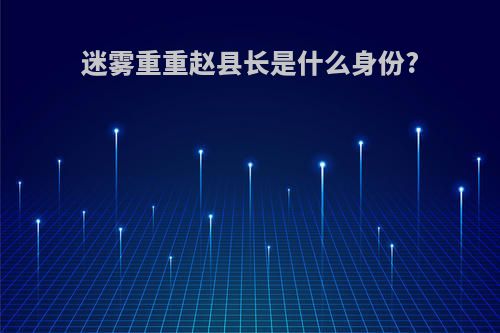 迷雾重重赵县长是什么身份?
