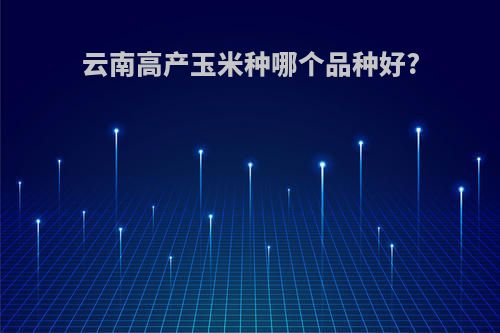 云南高产玉米种哪个品种好?