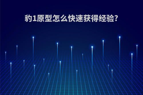 豹1原型怎么快速获得经验?