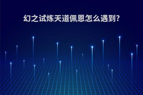幻之试炼天道佩恩怎么遇到?