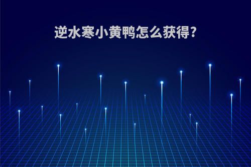 逆水寒小黄鸭怎么获得?