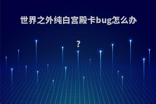 世界之外纯白宫殿卡bug怎么办?