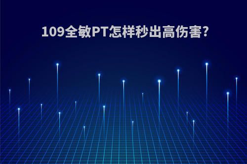 109全敏PT怎样秒出高伤害?