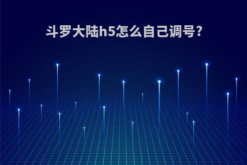 斗罗大陆h5怎么自己调号?