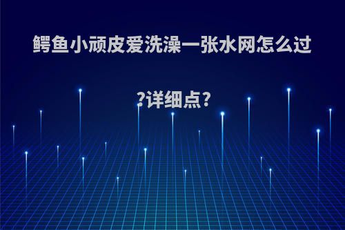 鳄鱼小顽皮爱洗澡一张水网怎么过?详细点?