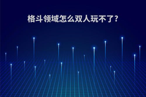 格斗领域怎么双人玩不了?