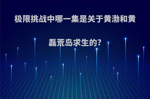 极限挑战中哪一集是关于黄渤和黄磊荒岛求生的?